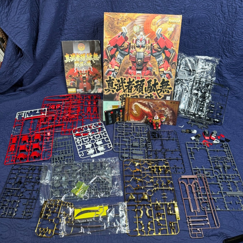 Bandai MG 1/100 Shin Musha Gundam Sengoku No Jin Model Kit Partially Built Read
